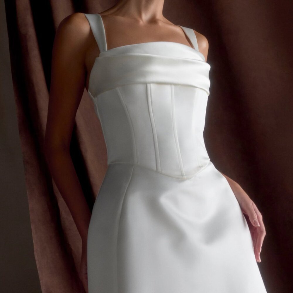 Meshki Isabel Satin Corset Mini Dress White